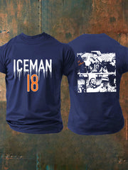Men's Funny Iceman Print Gift For Football Fans Casual Tee