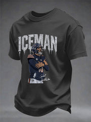 Men's Funny Ice Man Print Gift For Football Fans Casual Tee