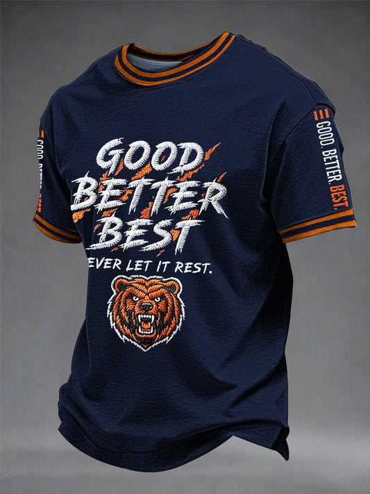 Men's Good Better Best Print Football Fans Gameday Casual Short Sleeve T-shirt