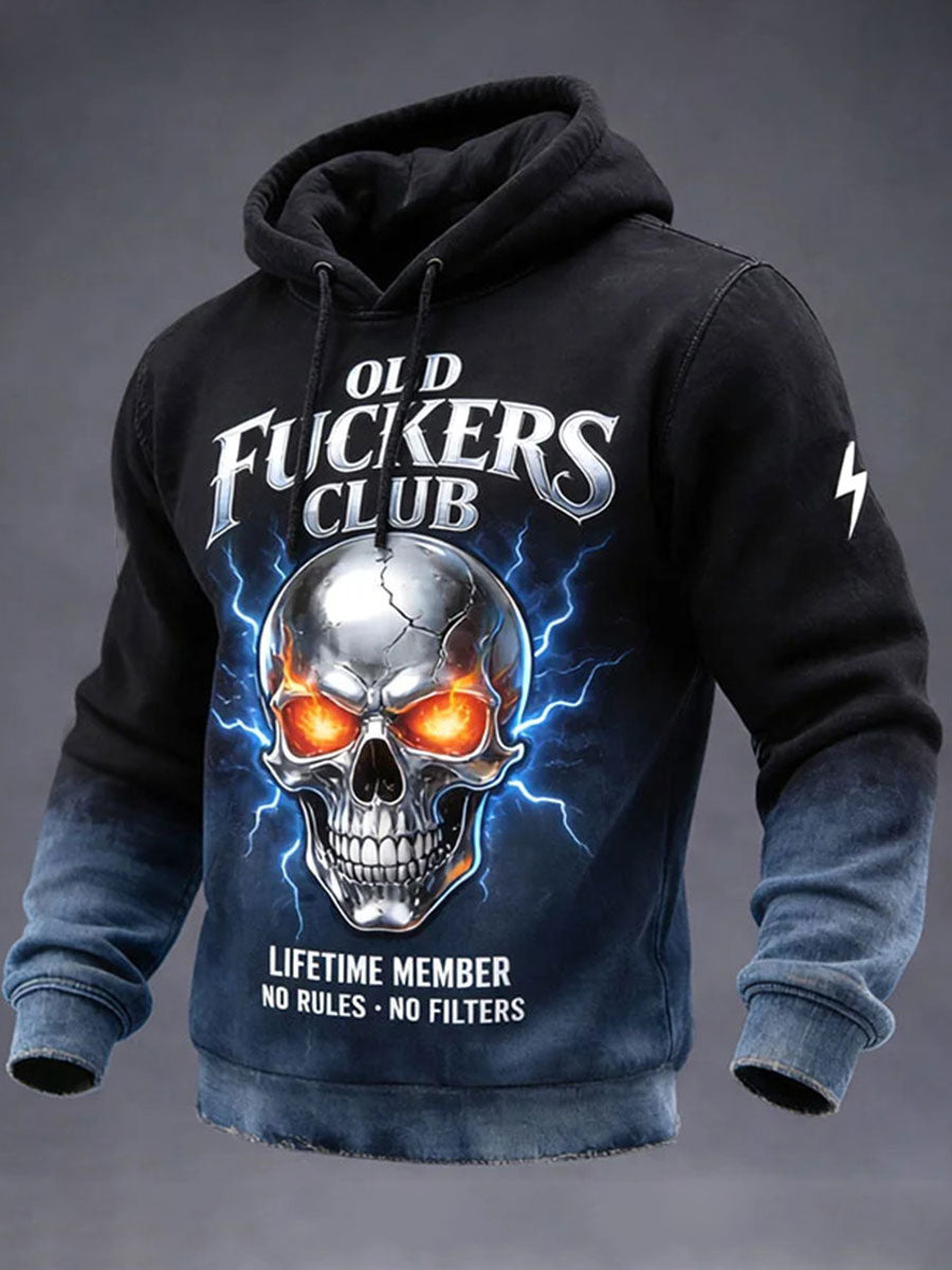 Men's Old Fuckers Club Printed Casual Hoodie