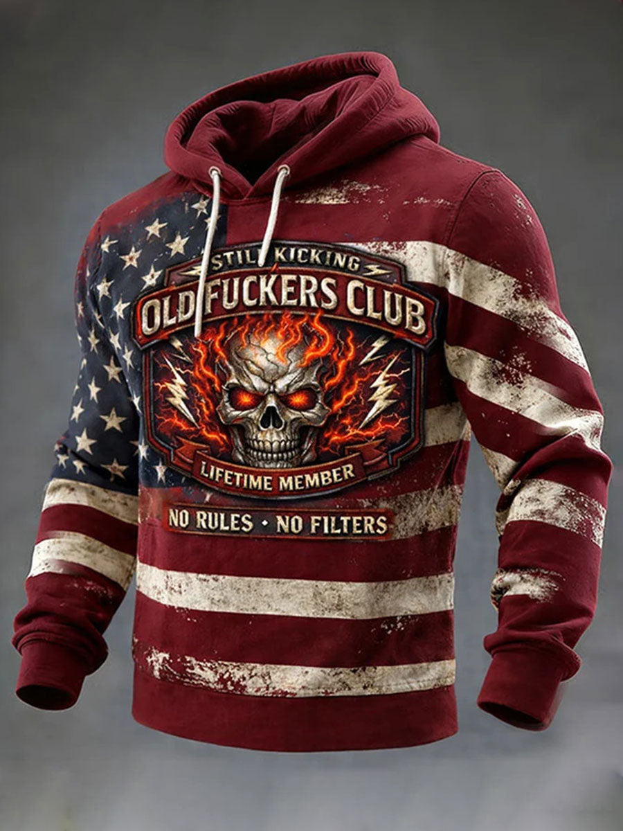 Men's Old Fuckers Club Printed Casual Hoodie