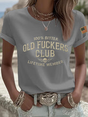 Women's Old Fuckers Club Printed Casual T-Shirt