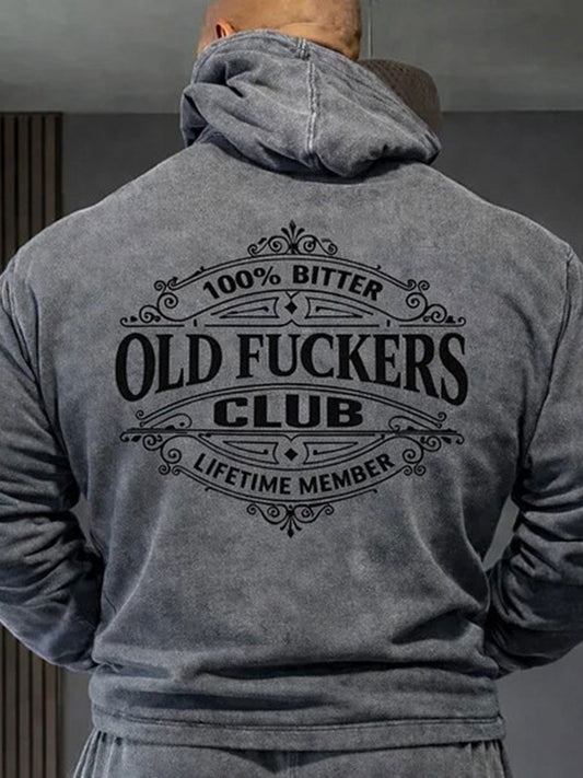 Men's Old Fuckers Club Printed Casual Hoodie