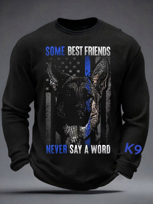 Men's K-9 Veterans Day Waffle Long Sleeve T-Shirt