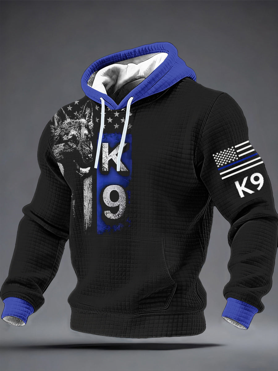 Men's K-9 Veterans Day Checkered Cotton Hoodie