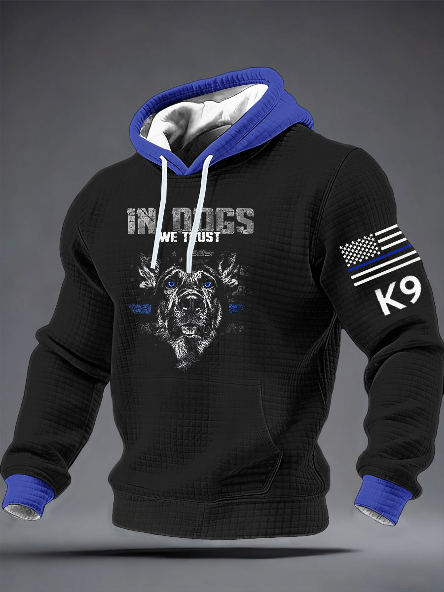 Men's K-9 Veterans Day Checkered Cotton Hoodie