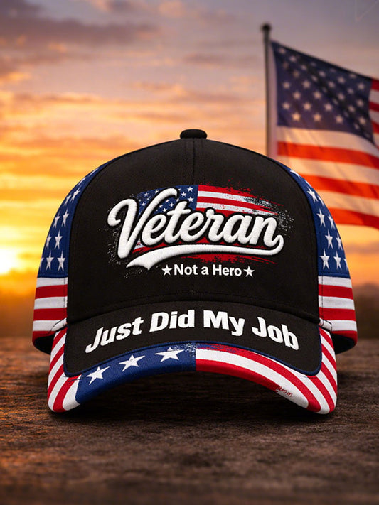 "Veteran, not a hero, just did my job" Unisex Hats