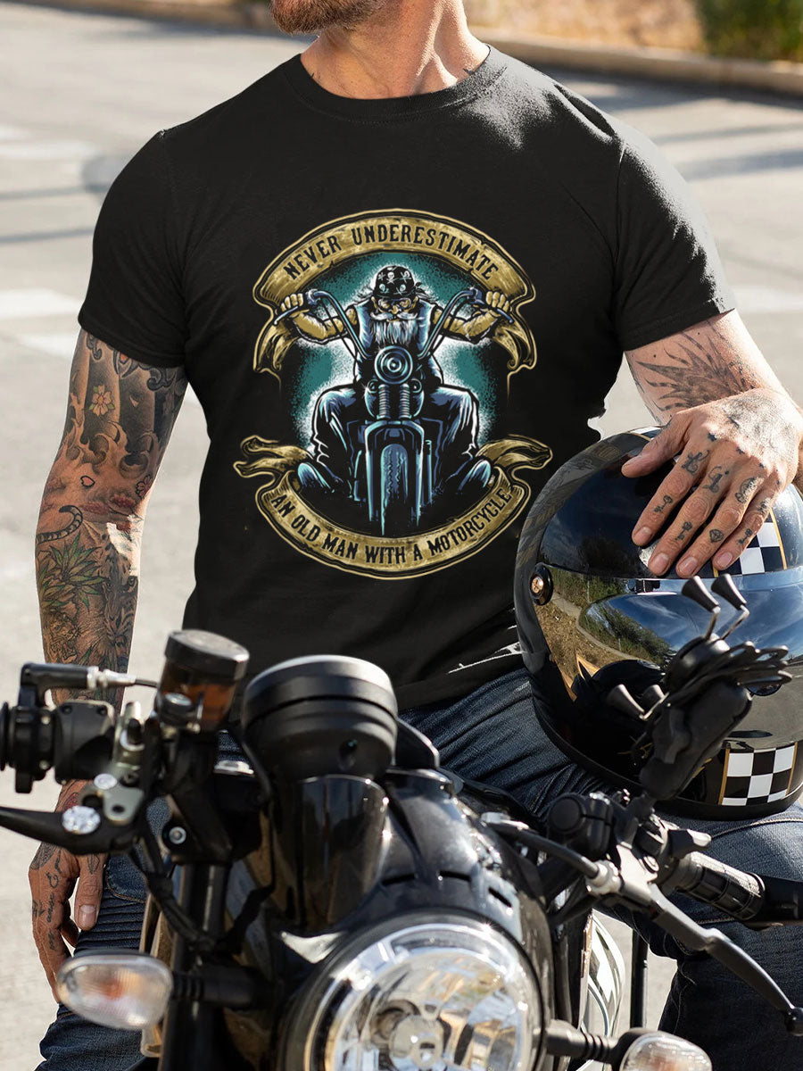 Men's "Never underestimate an old man with a motorcycle" T-shirts