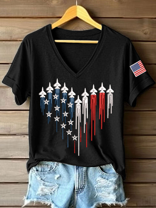 Women's Freedom Legacy Heart Print V-Neck T-Shirt