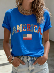 Women's Freedom Legacy Patchwork Pattern T-Shirt