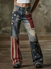 Women's Legacy Anniversary Flag Patchwork Vintage Jeans