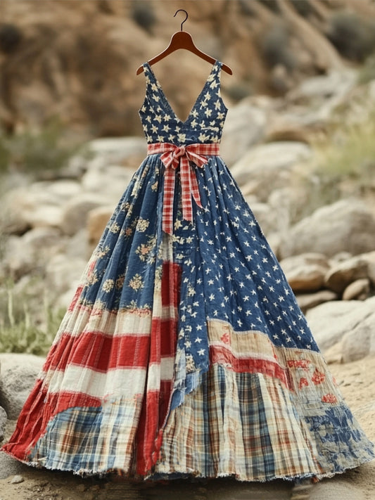 Women's Legacy Anniversary Flag Patchwork Maxi Dress