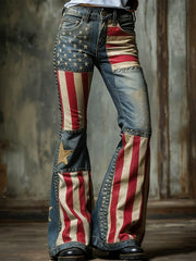 Women's Legacy Anniversary Flag Patchwork Vintage Jeans