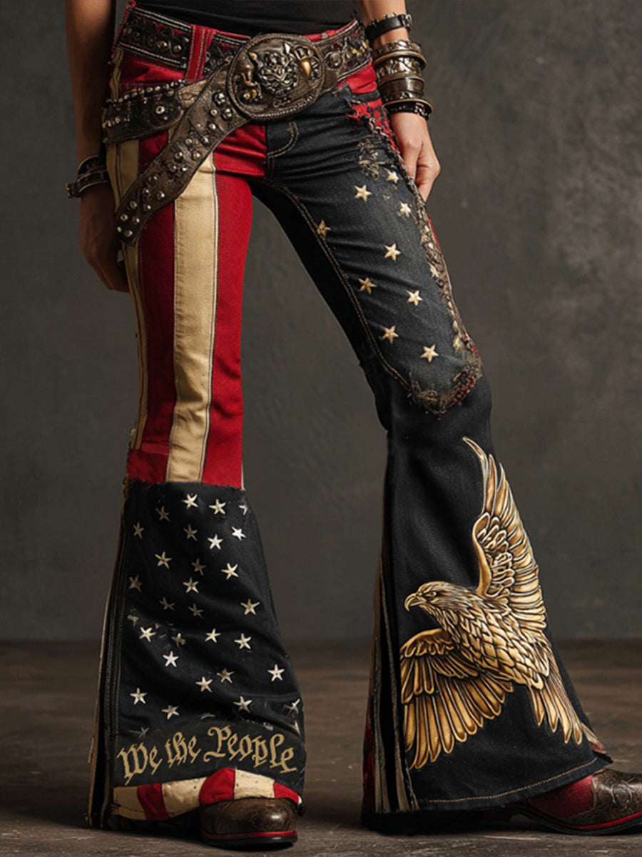 Women's Legacy Anniversary Flag Patchwork Vintage Jeans