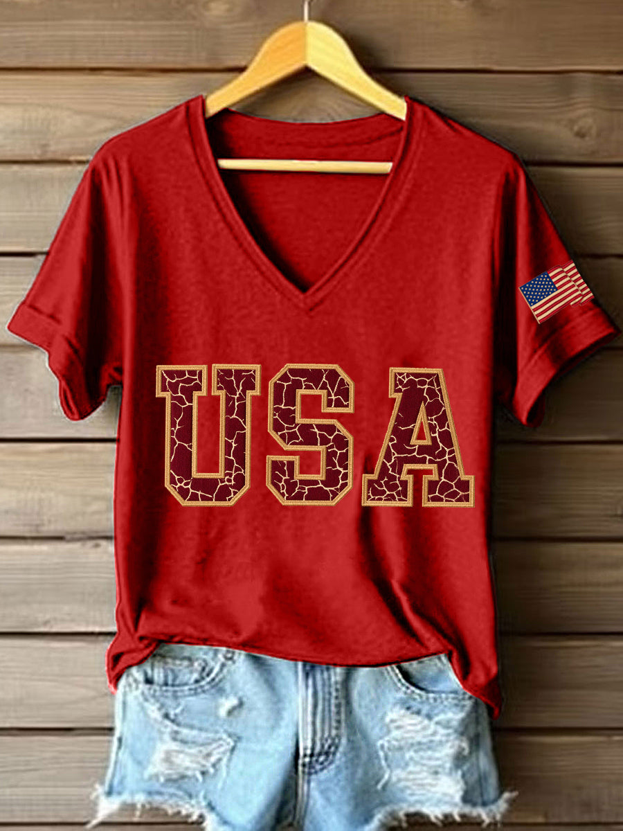 Women's Vintage Legacy Anniversary Print V-Neck T-Shirt