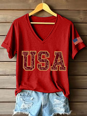 Women's Vintage Legacy Anniversary Print V-Neck T-Shirt