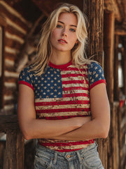 Women's Legacy Anniversary Flag Inspired Print Vintage T-Shirt