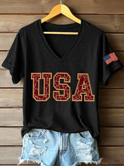Women's Vintage Legacy Anniversary Print V-Neck T-Shirt
