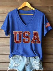 Women's Vintage Legacy Anniversary Print V-Neck T-Shirt