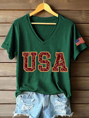 Women's Vintage Legacy Anniversary Print V-Neck T-Shirt
