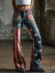 Women's Legacy Anniversary Flag Patchwork Vintage Jeans