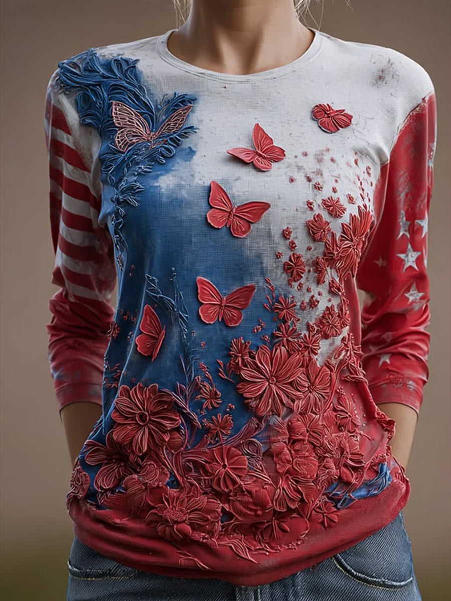 Women's American long-sleeve T-shirt