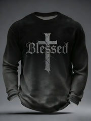 Men's Christian Blessed Cross Waffle Long Sleeve T-Shirt