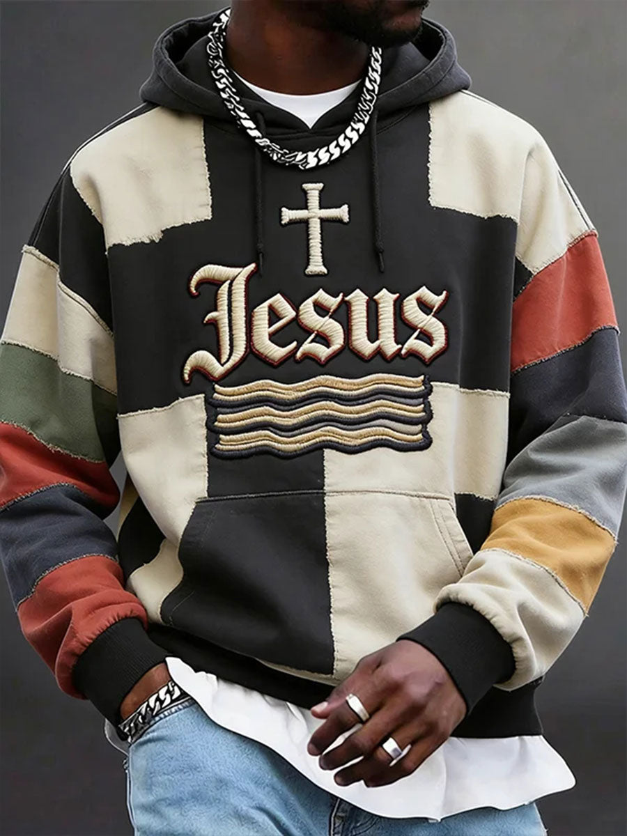 Men's Jesus Oversized Drop-Shoulder Hoodie With Pockets