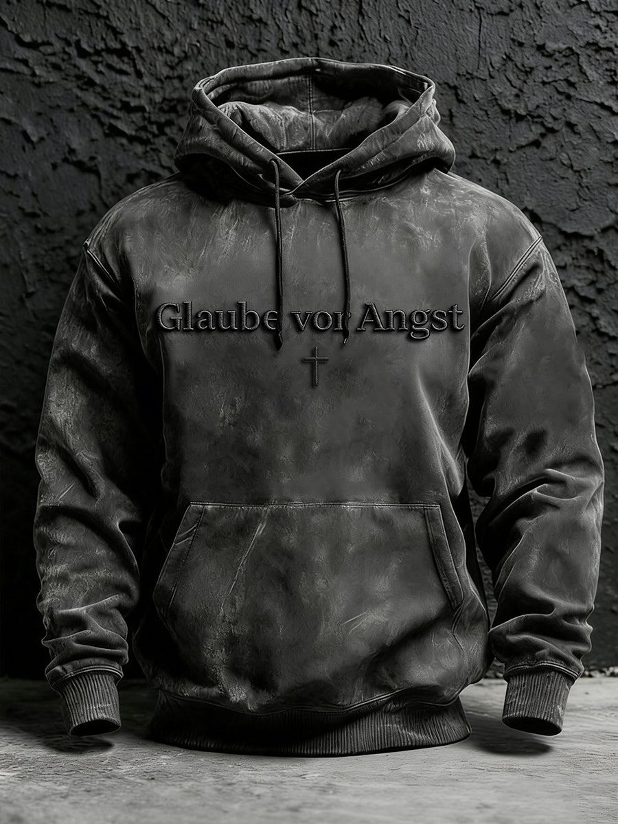 Men's Faith Print Oversized Drop-Shoulder Hoodie with Pocket