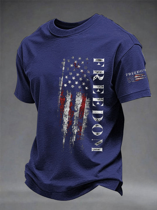 Men's Freedom USA Flag Print Casual Tee