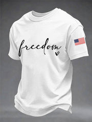 Men's Freedom USA Flag Print Casual Tee