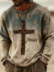 Men's Jesus Cross Crew Neck Sweatshirt