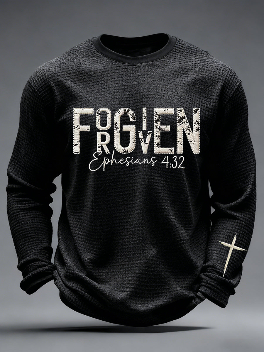 Men's Christian Forgiven Cross Waffle Long Sleeve T-Shirt