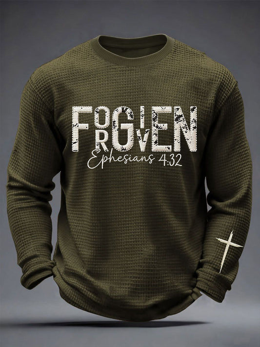 Men's Christian Forgiven Cross Waffle Long Sleeve T-Shirt