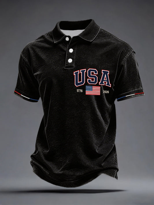 Men's USA 1776-2026 Print Polo Shirt
