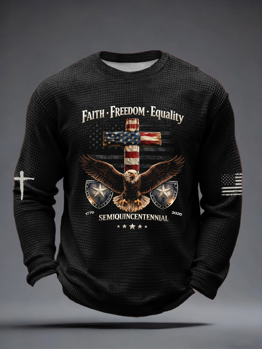 Men's USA 1776-2026 Print Waffle Long-Sleeve T-Shirt