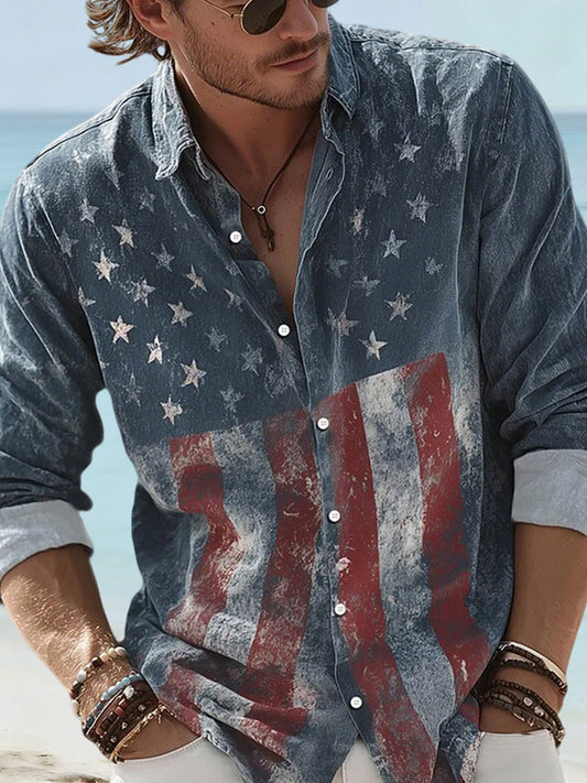 Men's American Patriots Print Casual Shirt