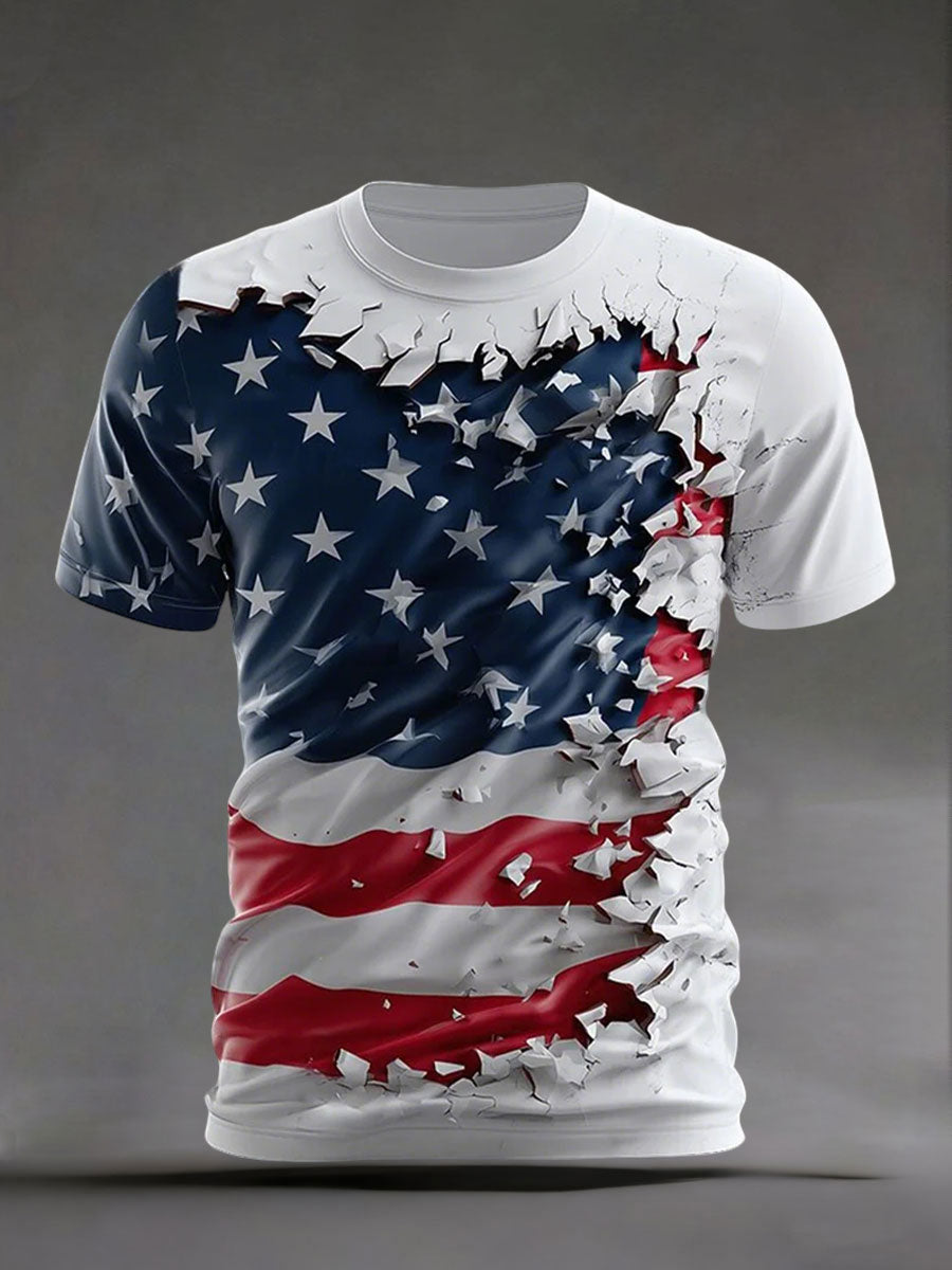 Men's American Flag Print Casual T-Shirt