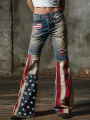 Women's Anniversary Inspired Print Vintage Washed Jeans