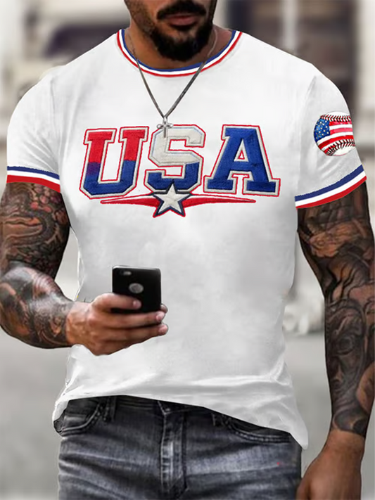 Men's Baseball Print short sleeves t-shirt
