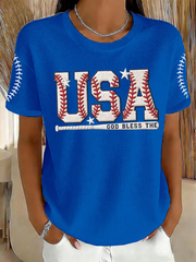Women's Baseball Print short-sleeved T-shirt