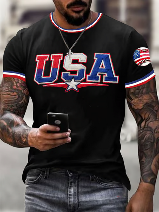 Men's Baseball Print short sleeves t-shirt