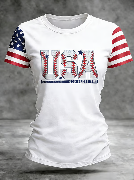 Women's Baseball Print short-sleeved T-shirt