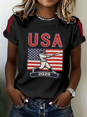 Women's Baseball Print short-sleeved T-shirt