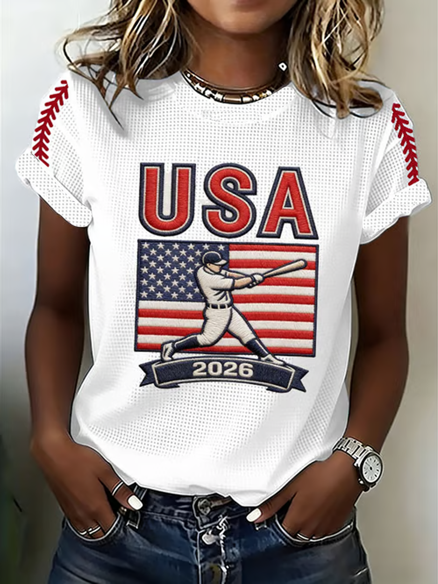 Women's Baseball Print short-sleeved T-shirt
