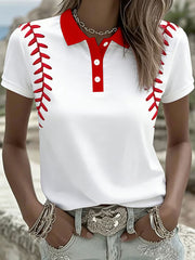 Women's Baseball Print Casual Top