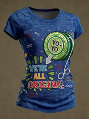 Women's Autism Awareness Print short-sleeved T-shirt