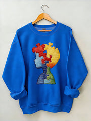 Women's Autism Awareness Print Sweatshirt