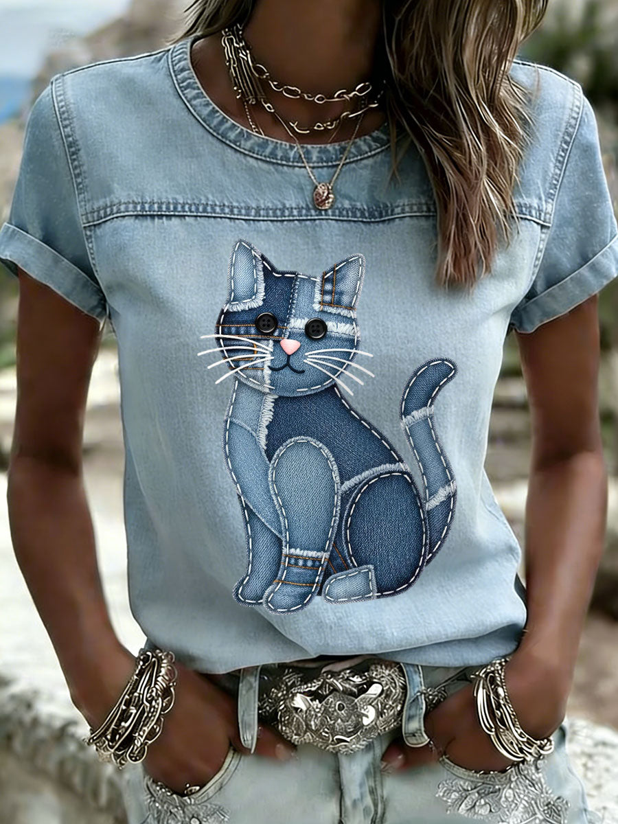 Women's Cat Print T-Shirts