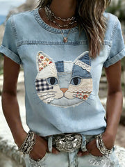 Women's Cat Print T-Shirts